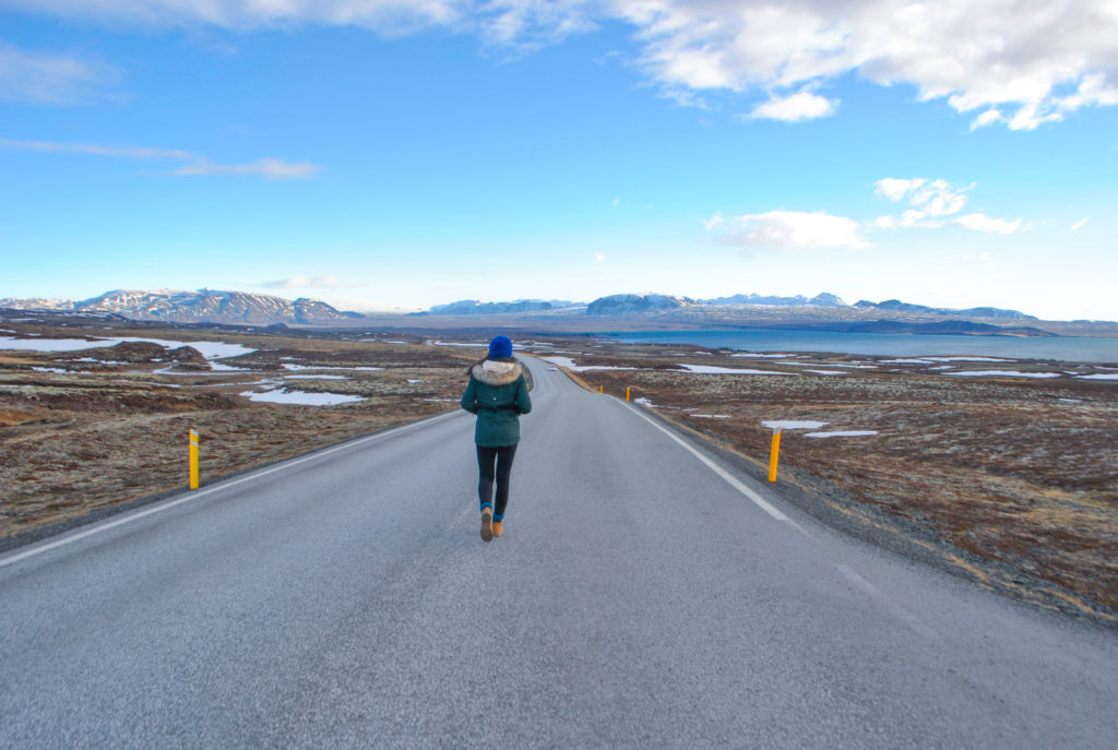 Walking towards Thingvellir National Park, Iceland