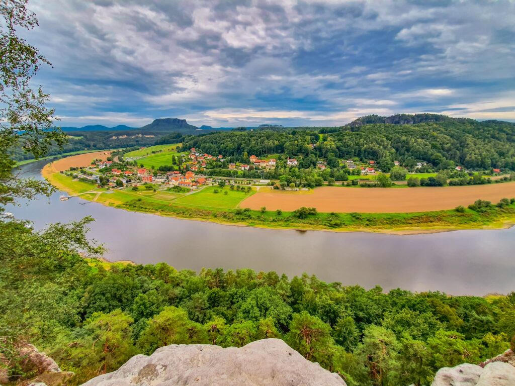 Elbe River View of the Elbe River in Germany, seen from above