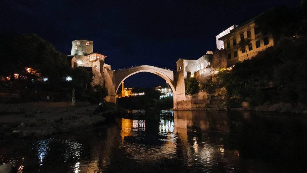 View of Mostar Bridge at night