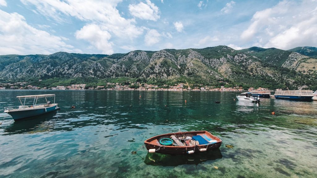 Kotor Bay, boats and mountains