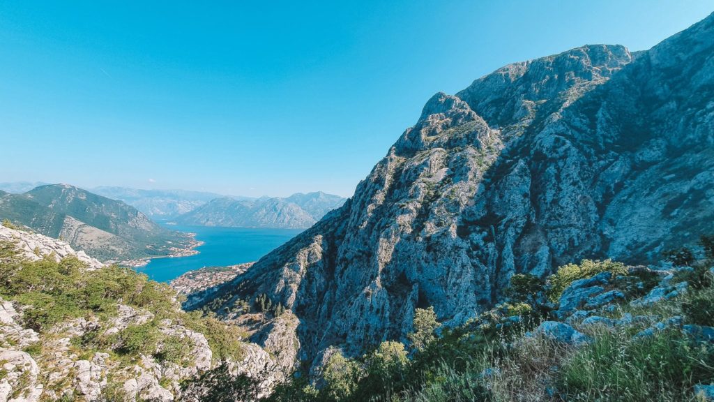 View of the mountains with Kotor Bay in the distance