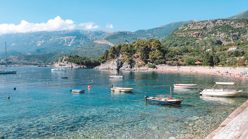 Boats in the bay, Sveti Stefan