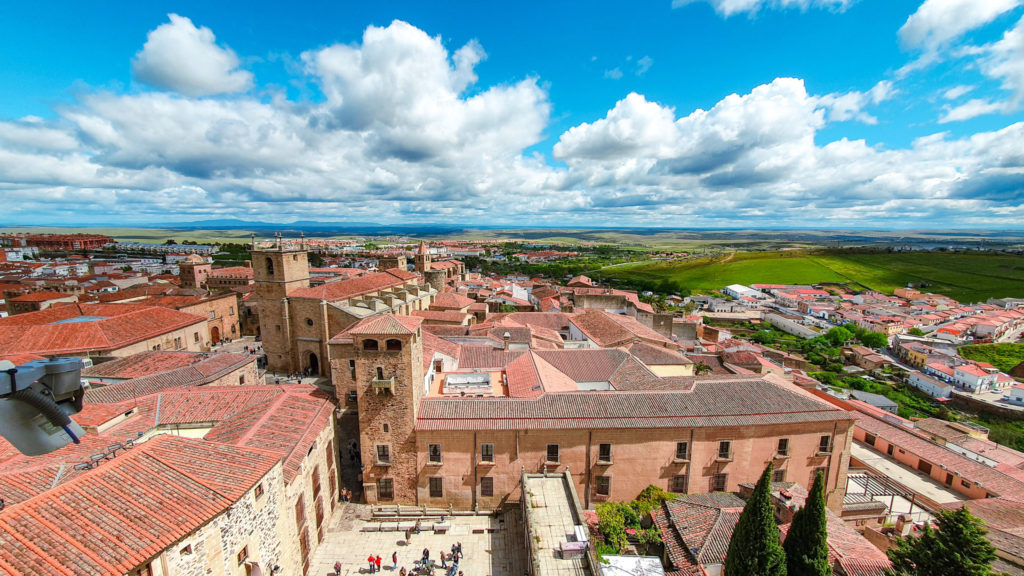 View of Caceres Old Town from Church bell tower, on a rest day on the Camino