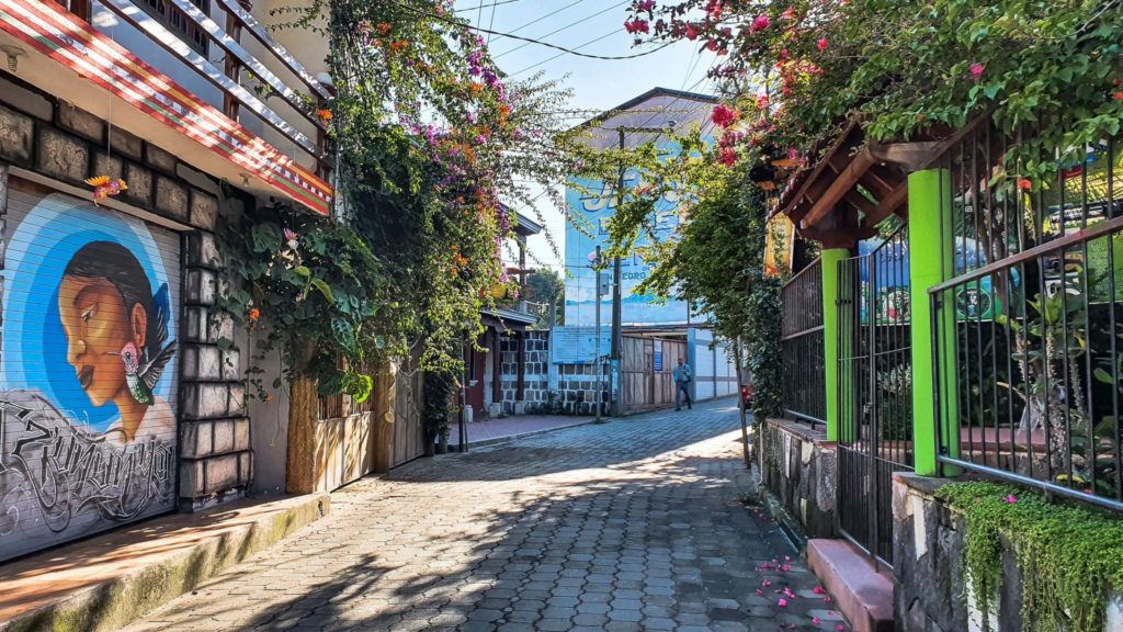 Narrow street in the village of San Pedro, Lake Atitlán