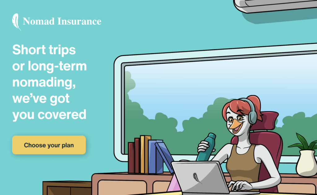 NI-banner-horizontal-4 SafetyWing Nomad Insurance - cartoon with laptop