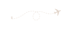 Blog Intro Dotted travel route from a map pin to an airplane, with a looping circle in the middle.