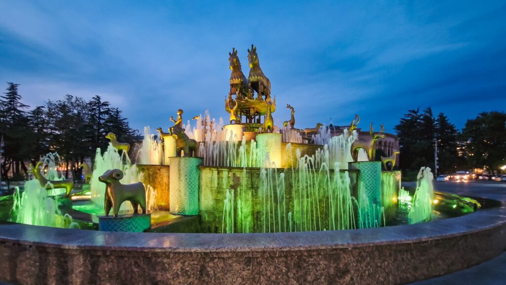 Colchis Fountain by night