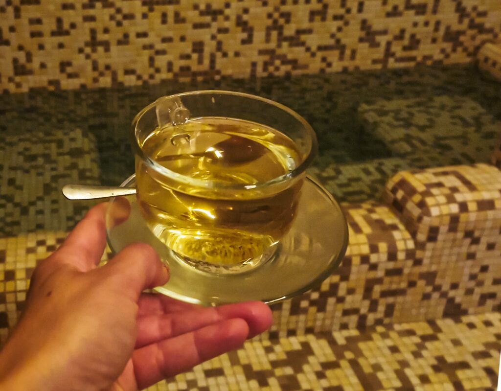 tea cup at sulfur bath in Tbilisi
