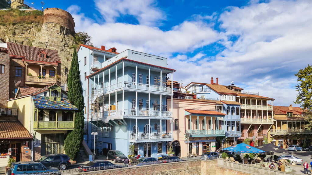 Colorful houses in Abanotubani, sulfur bath district in Tbilisi