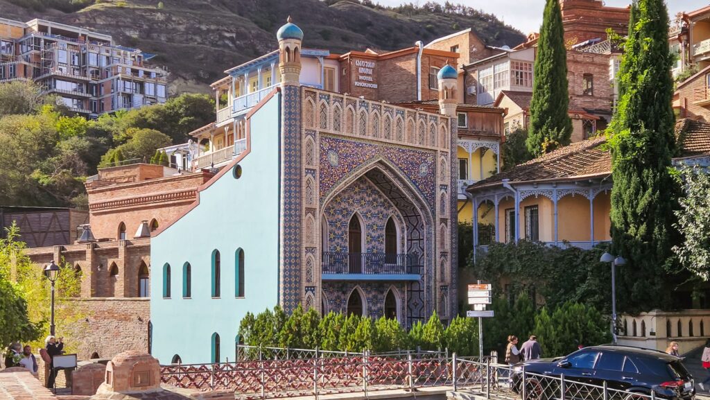 The tiled facade of Chreli Abano, sulfur bath in Tbilisi