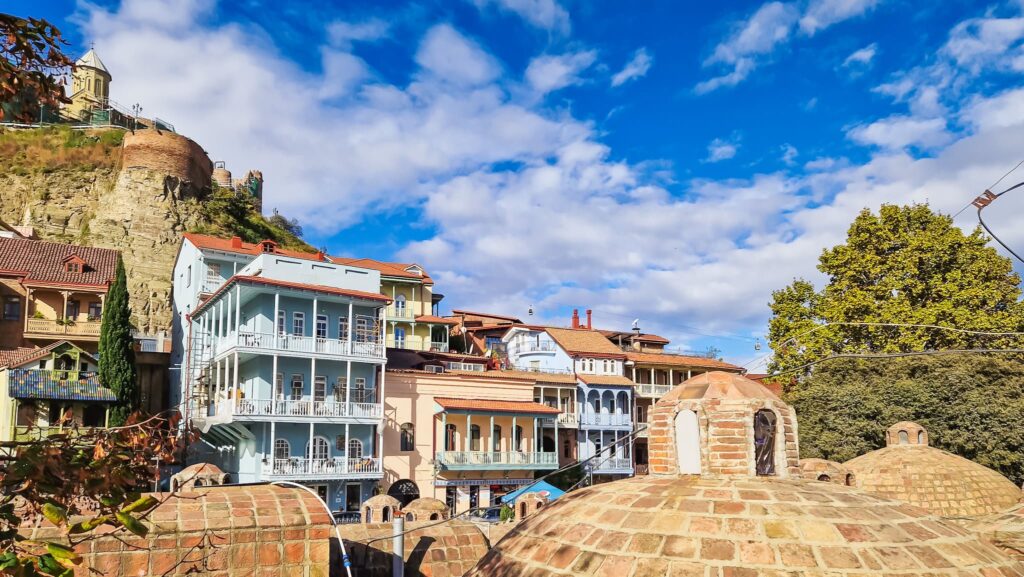 The dome-shaped constructions for sulfur baths in Abanotubani, Tbilisi