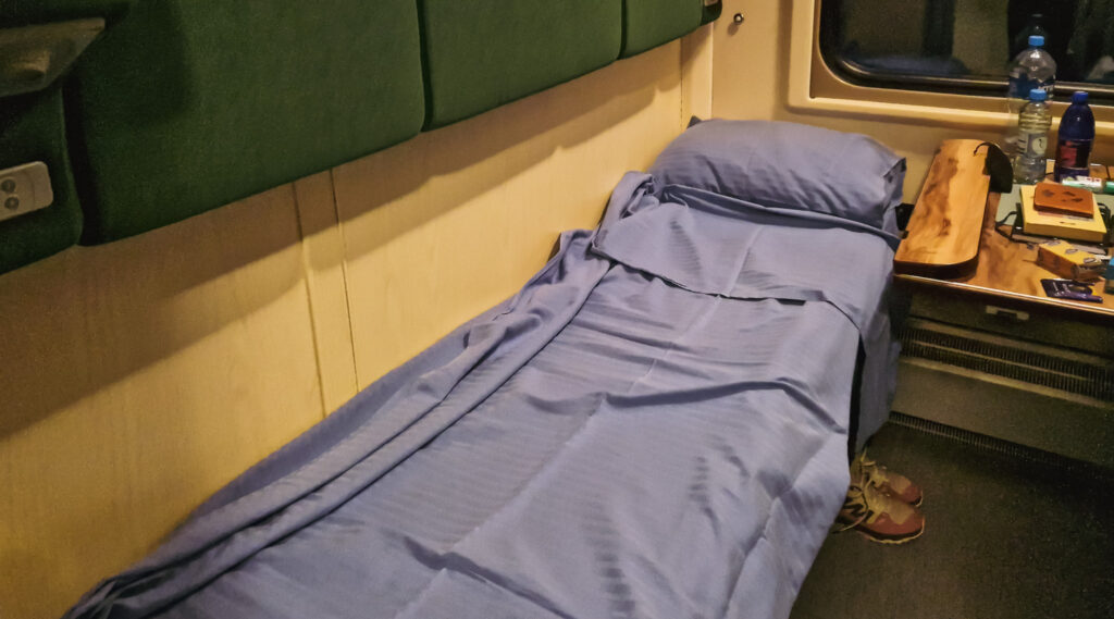 Bed in 1st class train cabin
