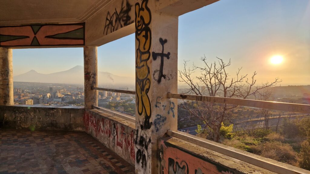 Sunset view from an abandoned building in Yerevan, free to visit