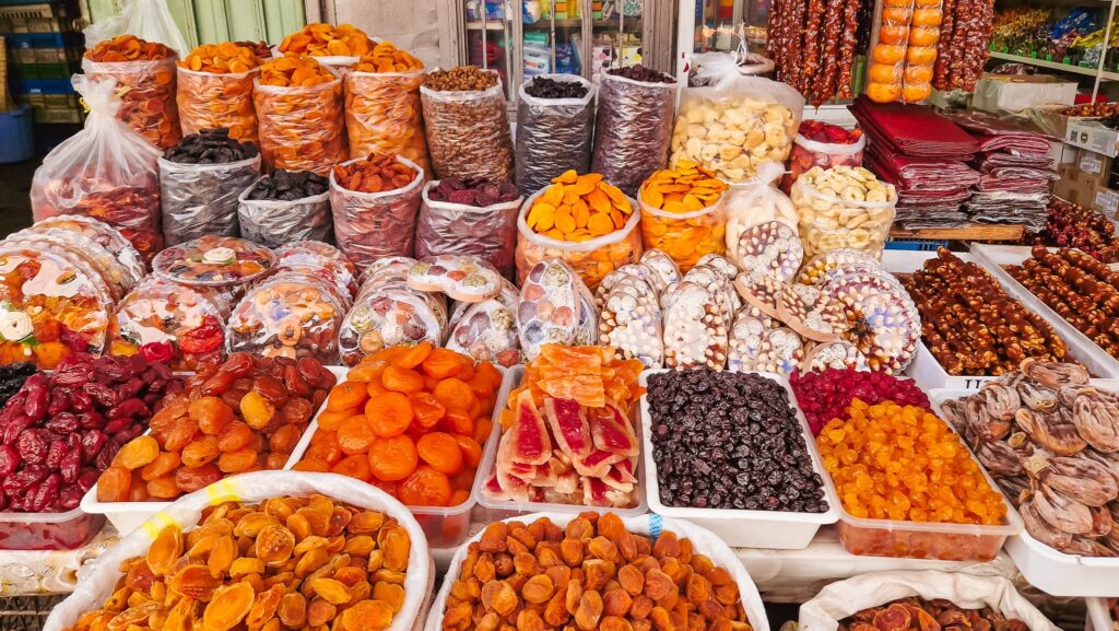 Dried fruits at Shuka Market in Gyumri