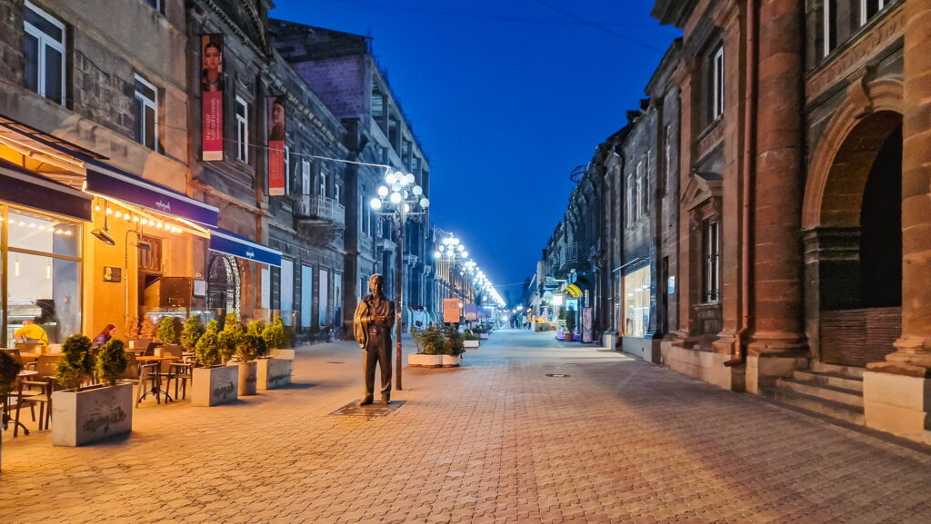 Abovyan Street, Gyumri at night