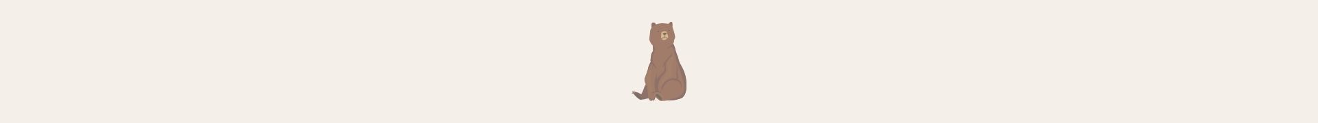 Bear Cartoon brown bear sitting upright on a light beige background.