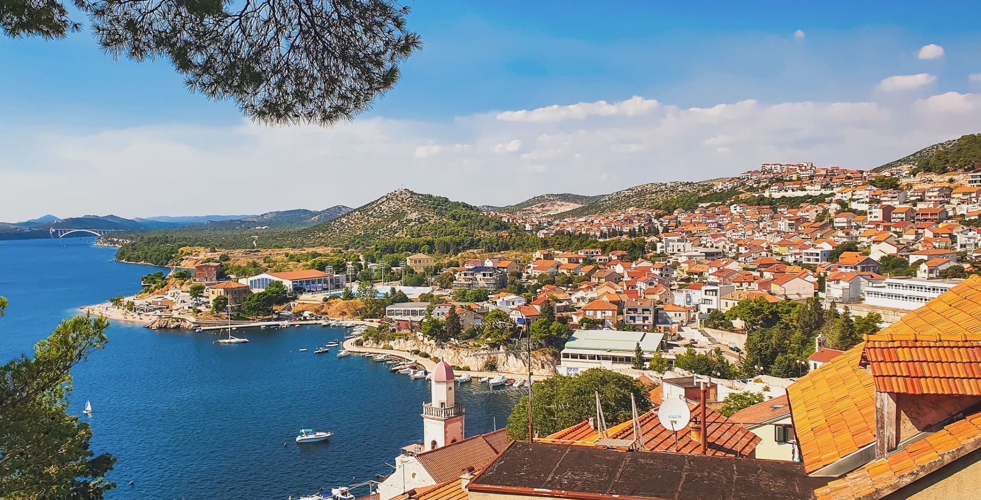 Panoramic view of the coastal town of Sibenik in Croatia