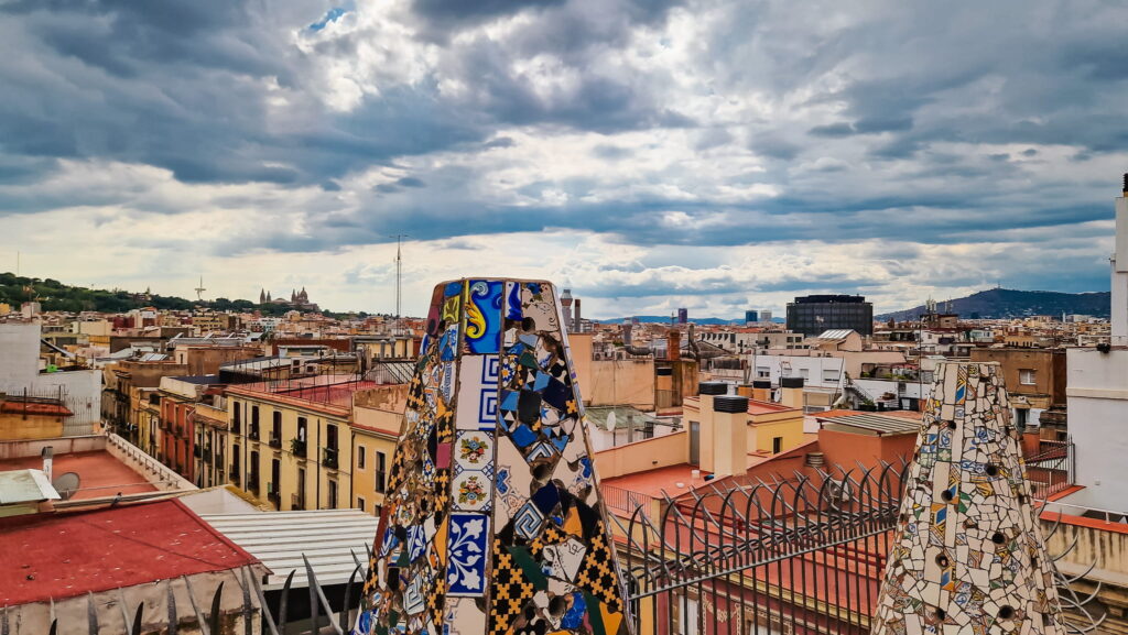 Palau Güell, chimneys Tiled chimneys at Palau Güell, Barcelona