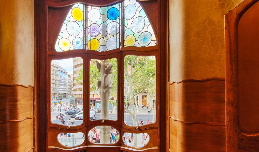 Casa Batlló window Window on Passeig de Gracia at Casa Batlló, Gaudí buildings in Barcelona