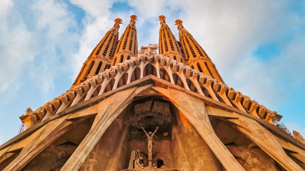 Sagrada Familia exterior La Sagrada Familia, view of the façade looking toward the sky