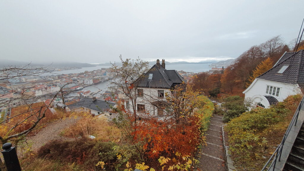 Bergen in the fall View of Bergen from Mount Floyen in the fall