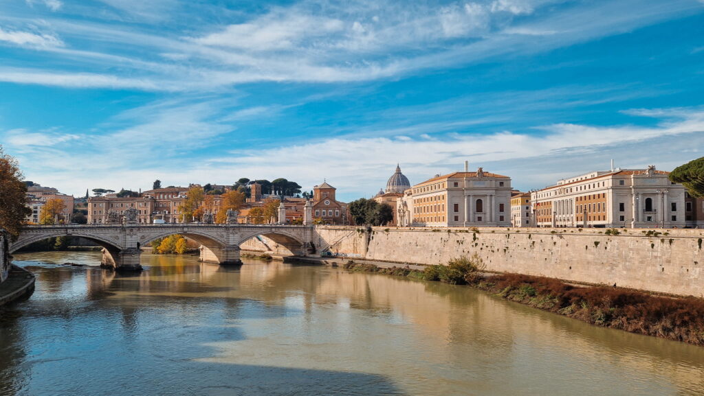 Rome in autumn Rome - Tiber River with fall colors