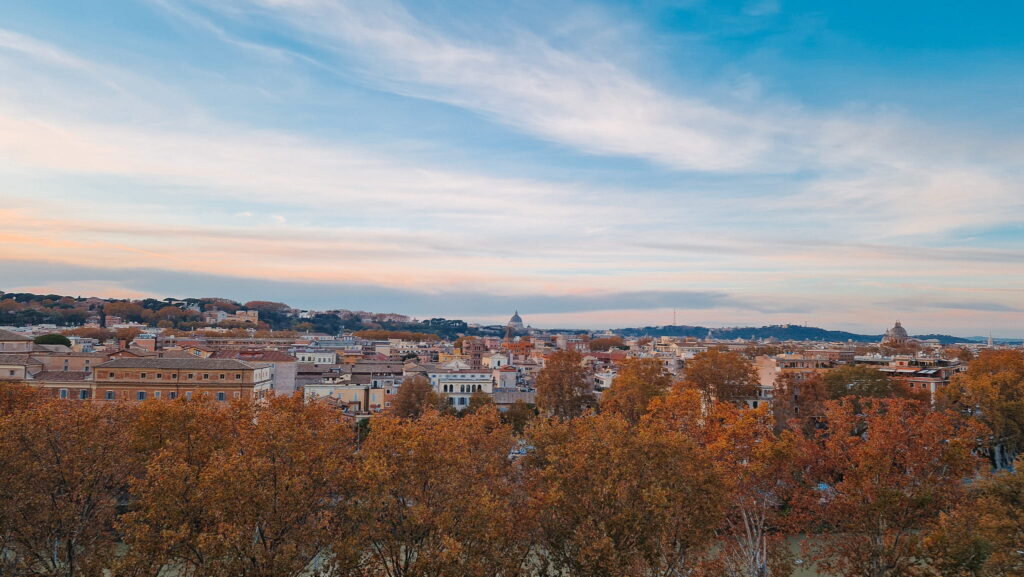Rome fall foliage View of Rome from viewpoint with fall foliage