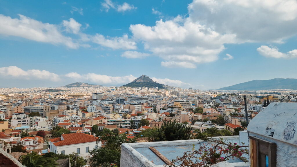 Athens, Anafiotika View of Athens from Anafiotika neighborhood