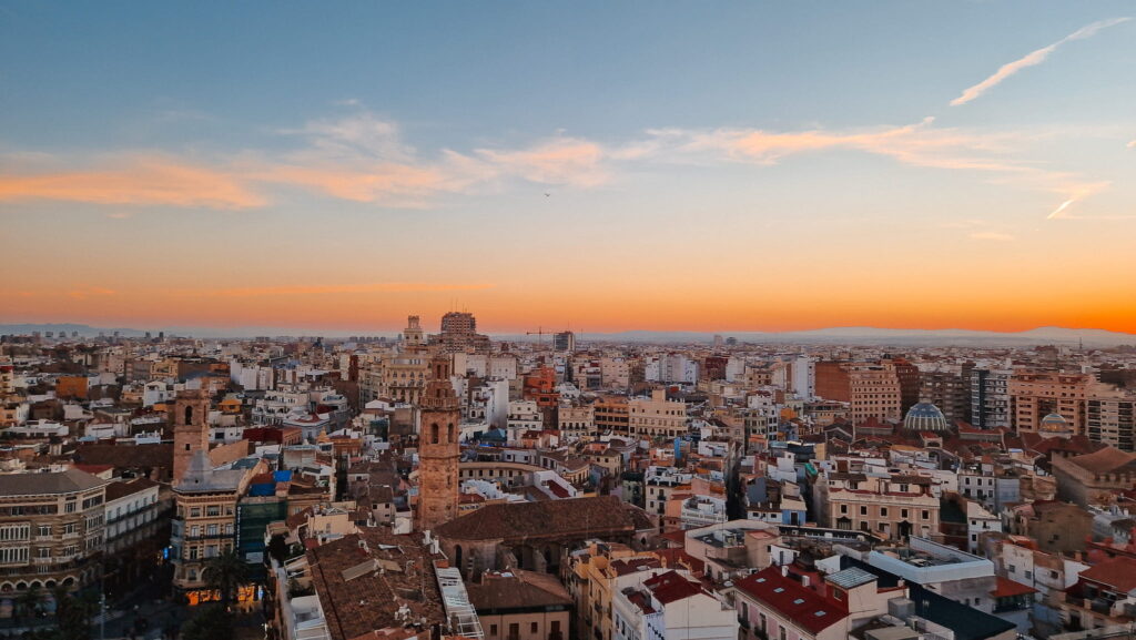 Valencia View from Cathedral Valencia, view from the cathedral tower at sunset