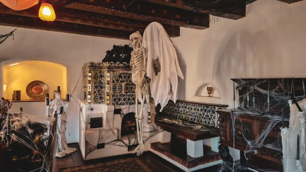 Halloween inside Bran Castle Spooky Halloween decorations inside Bran Castle